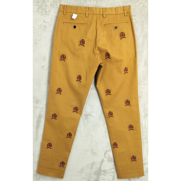 Tommy Hilfiger Men Regular Fit Embroidered Dress Pants Brown - Picture 6 of 10